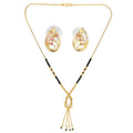 AanyaCentric Gold-Polished Short Mangalsutra Set with Earrings