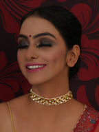 Kundan & Pearl Neckpiece (Gold) - Ruby Raang
