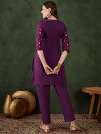 Sangria Embroidered Pure Cotton Kurta & Trouser