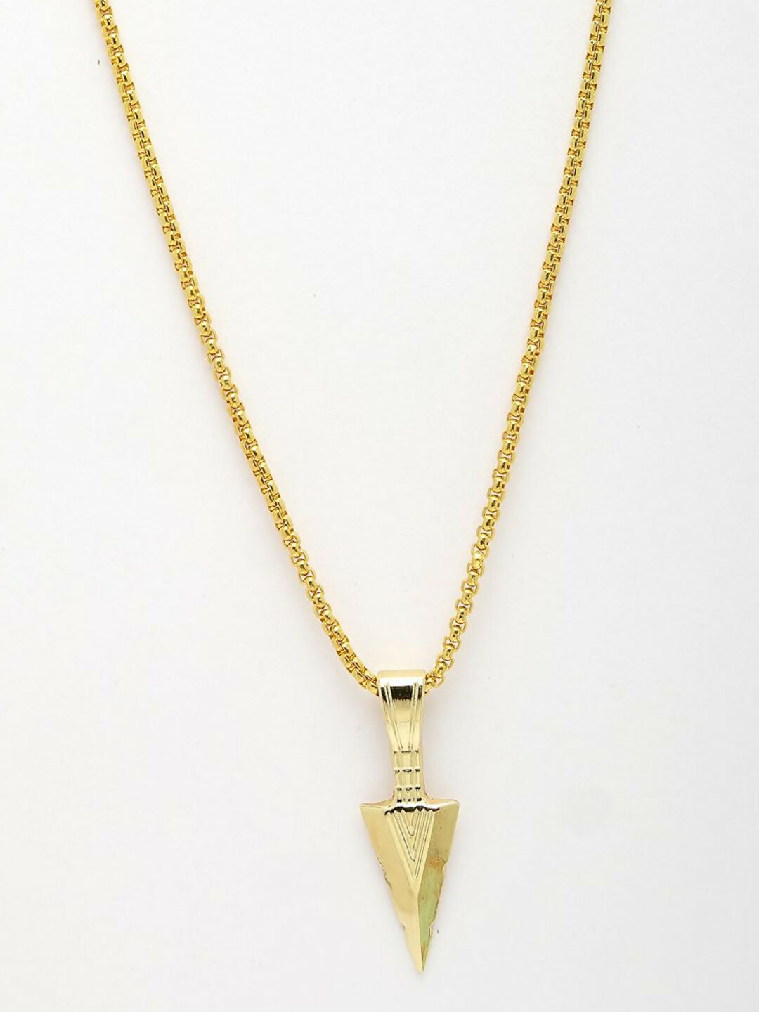NVR Men's Arrow Shaped Gold Plated Pendant with Chain - Distacart