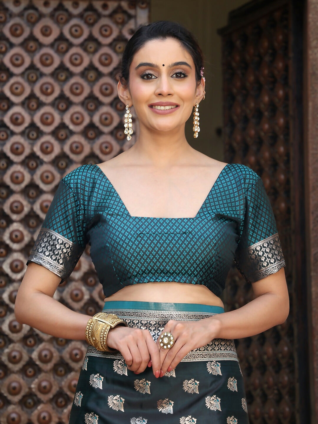Shree Shyam Fashion Teal Silk Saree - Distacart