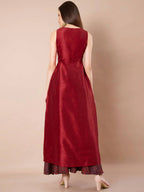 Indya Women Maroon Solid A-Line Kurta - Distacart