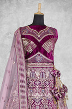 Lavendar & Wine Hand work Semi Stitched Lehenga Choli with Dupatta - Nimaya Lagnotsav