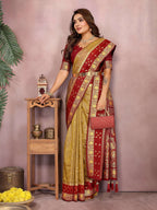 Aastha Fashion Mustard Kalamkari Silk Zari Woven Saree - Distacart