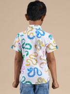 Snakes and Ladders Boys Multi Color Snake Print Shirt from Siblings Collection