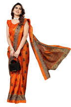 Vamika Orange Printed Art Silk Saree