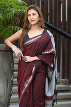 Beatitude Maroon Cotton Handloom Saree