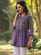 Juniper Women's Lavender Printed Flared Tunic - Distacart