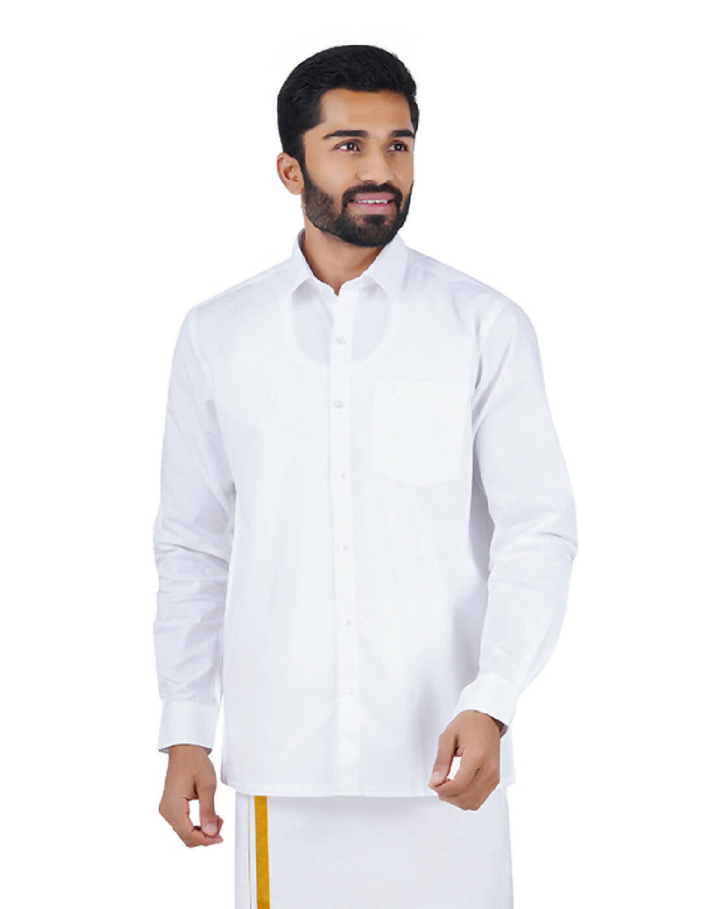 Ramraj Cotton Mens Full Sleeve Formal 100 % Cotton White Shirt