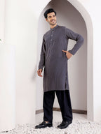Blue Modal Silk Designer Printed Men's Kurta - Mahotsav