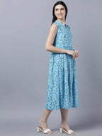 Myshka Women's Blue Floral Midi Dress - Distacart