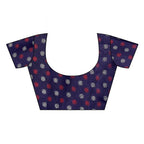 Printed Jute Silk Navy Blue blouse