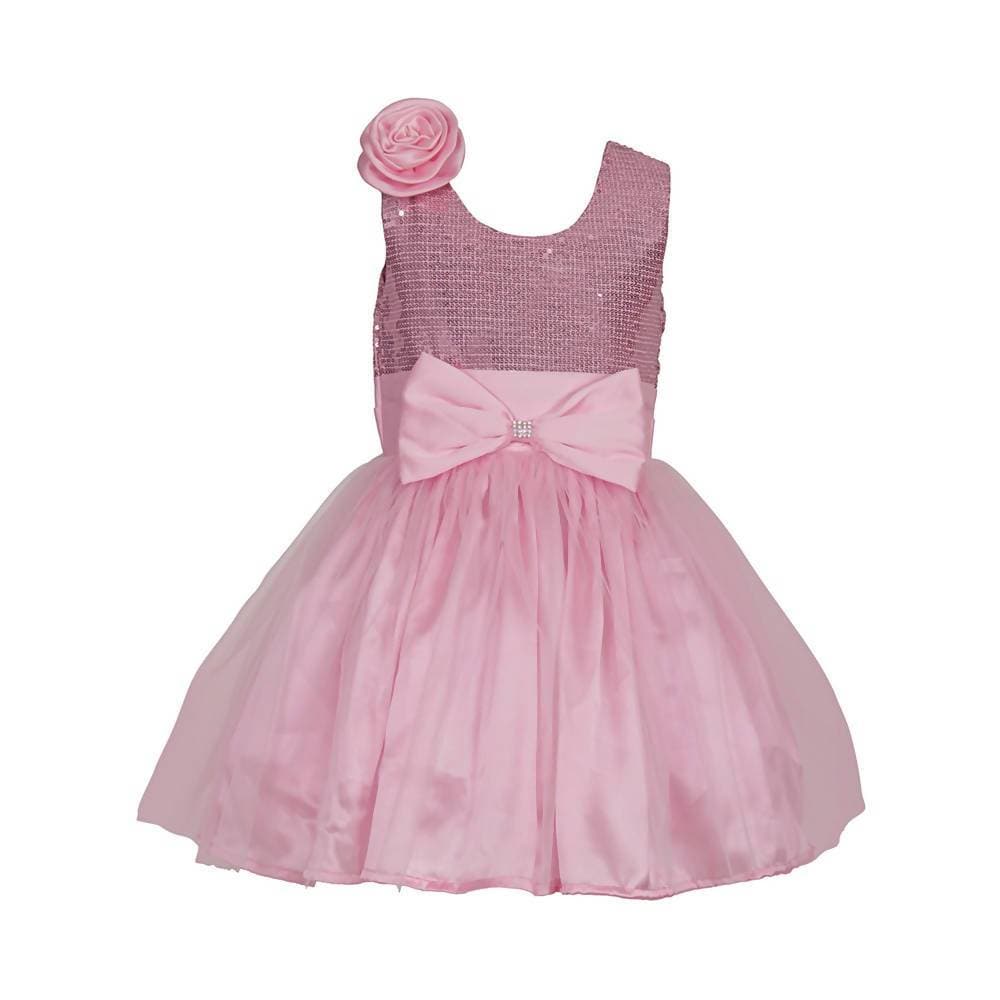 Asmaani Baby Girl's Pink Color Satin Knee Length Frock (AS-DRESS-22030)