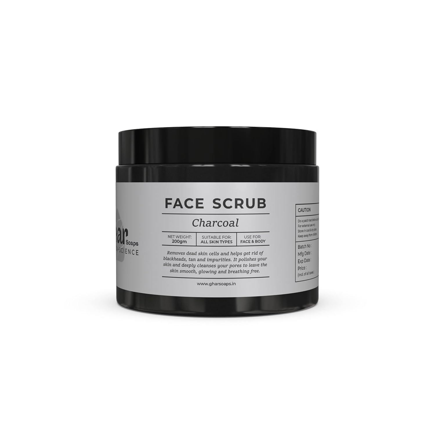 Ghar Soaps Charcoal Scrub for Face & Body Blackhead Remover
