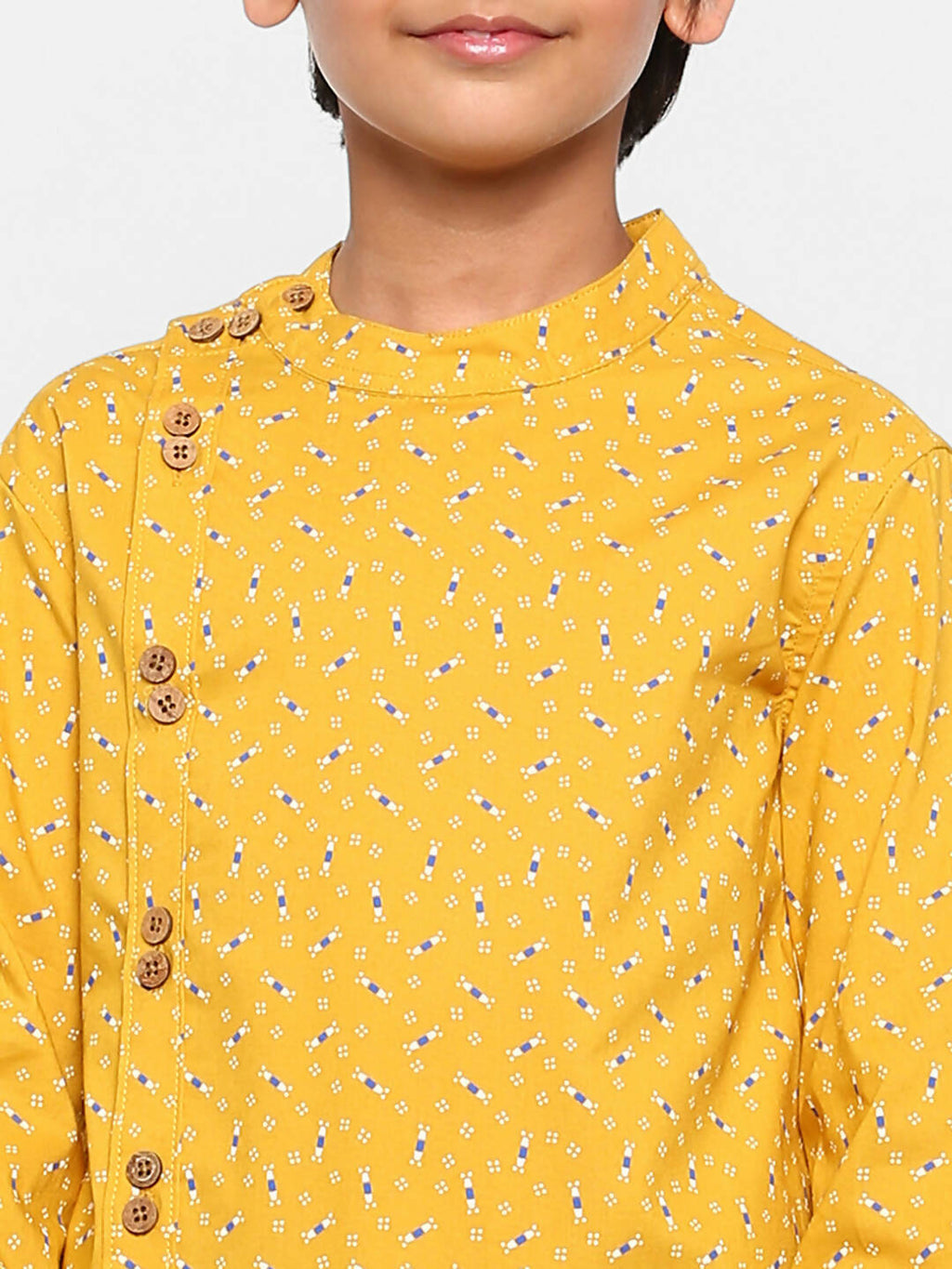 Manet Ethnic Full Sleeves Candy Printed Shirt - Yellow
