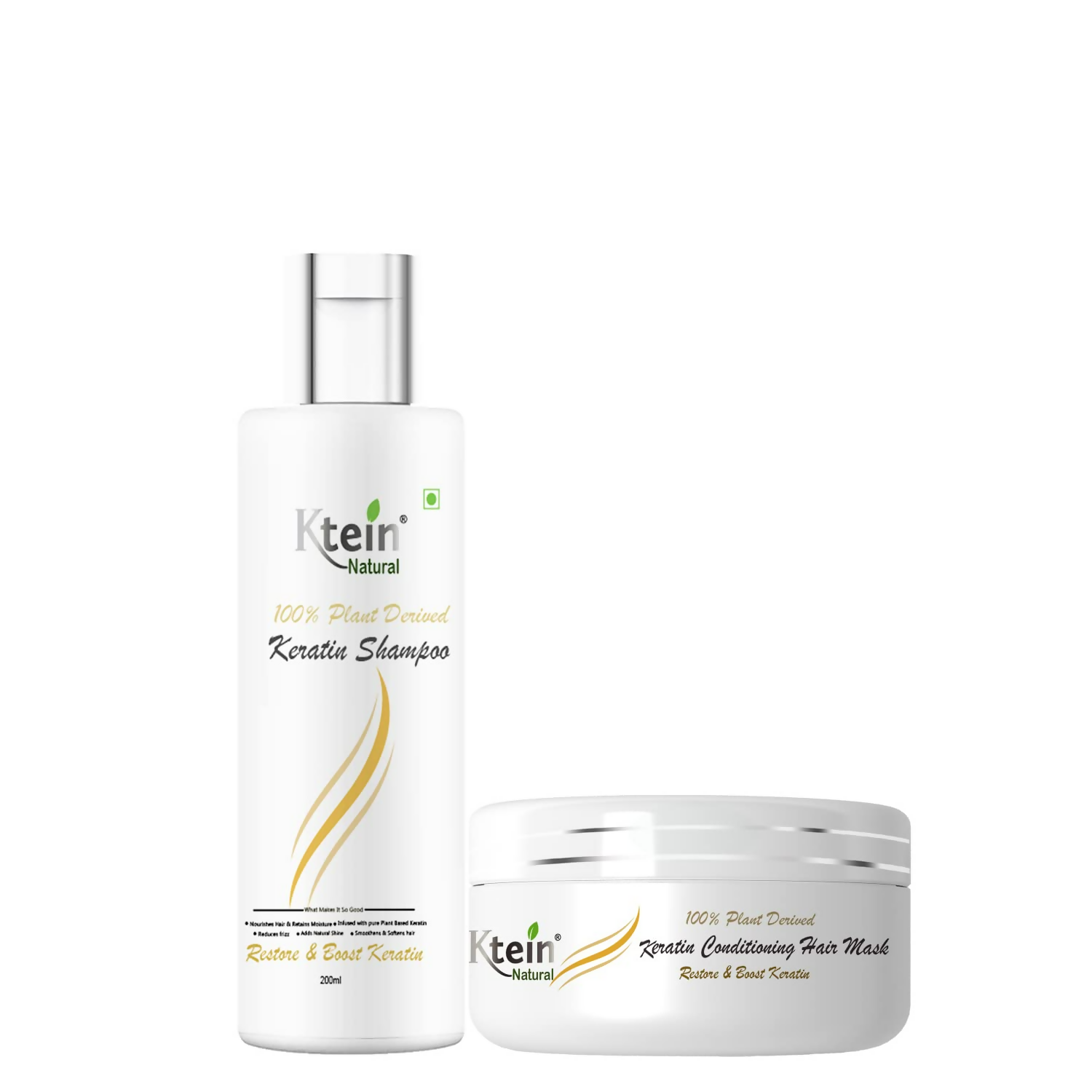 Ktein Natural 100% Plant Derived Keratin Shampoo & Conditioner Combo