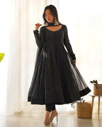 Joban Fashion Black Kurta Set Georgette Sequence Embroidery Work - Distacart