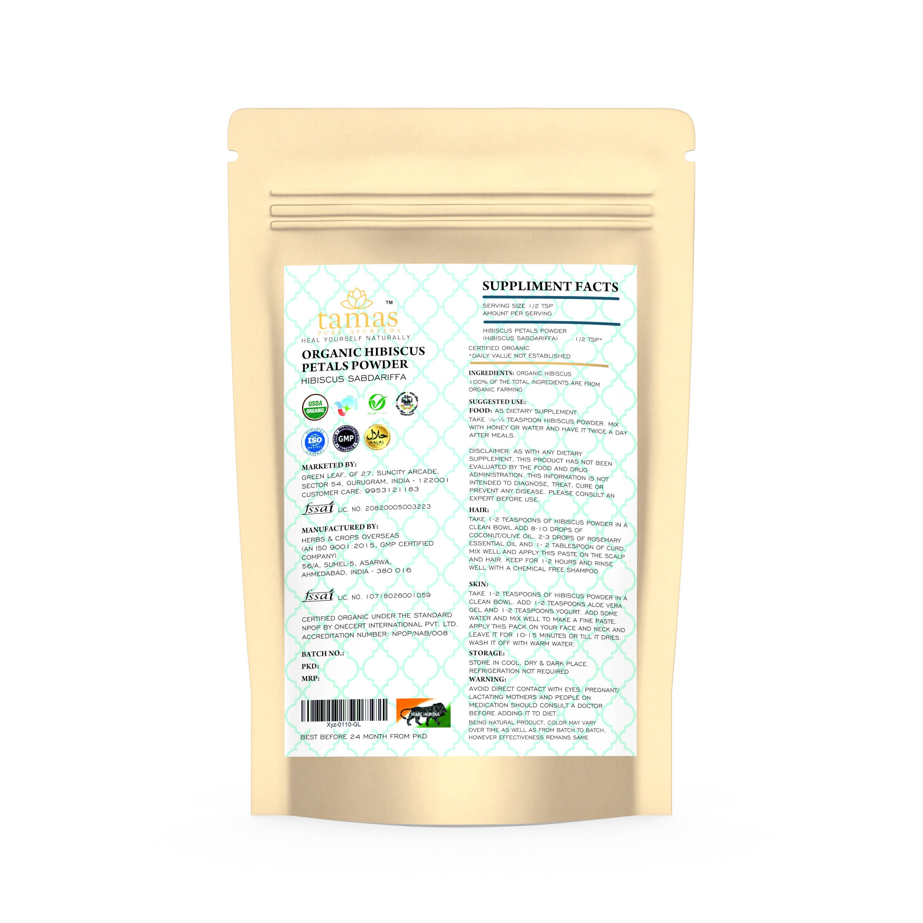 Tamas Pure Ayurveda Superfood Organic Hibiscus Powder