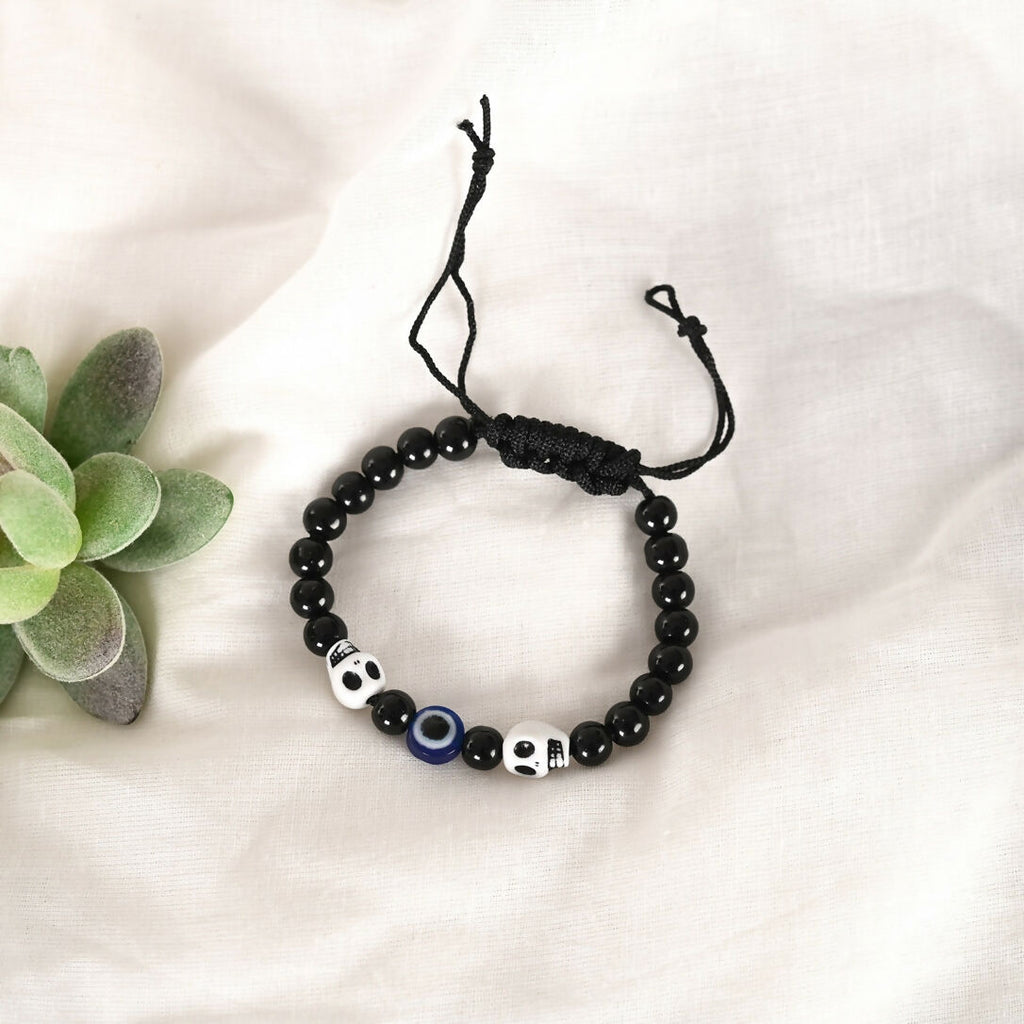 NVR Men & Women Black Evil Eye Adjustable Bracelet - Distacart