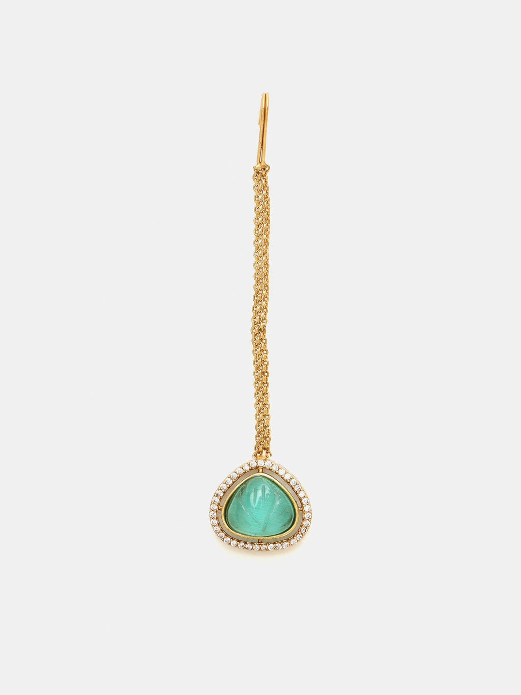 Ruby Raang Gold Polished Green Stone Kundan Maang Tikka - Distacart