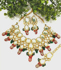 Joban Fashion Hand Made High Quality Gold Plated Base Metal Alloy Kundan Stone Studded Kundan Jewellery Set