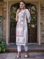 Juniper Women's Pink Viscose Shantoon Festive Printed Straight Kurta - Distacart