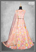 Peach Net Thread With Sequence Work Lahenga Choli - Nimaya Ishani