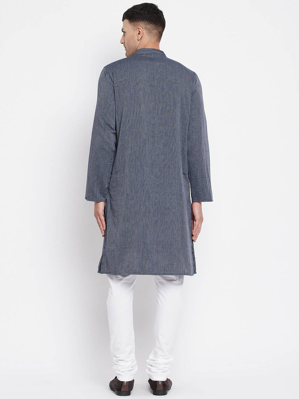 Even Apparels Grey Color Pure Cotton Men's Kurta With Band Collar - Distacart