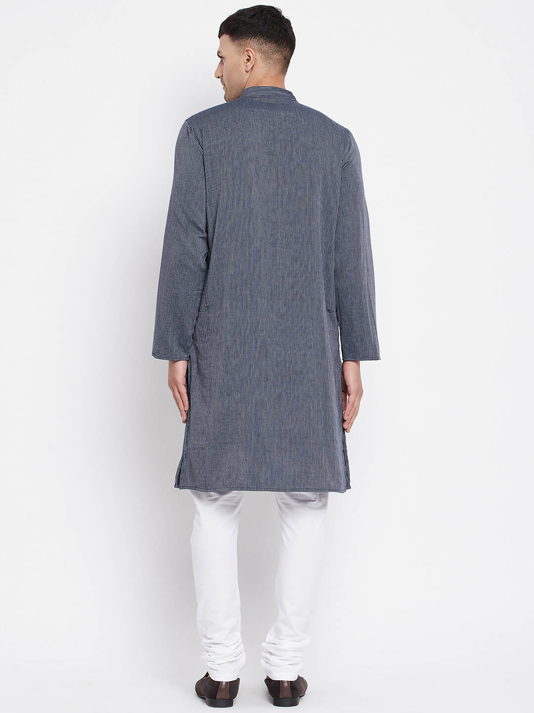 Even Apparels Grey Color Pure Cotton Men's Kurta With Band Collar - Distacart