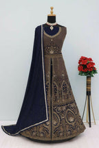 Vastranavya Navy Blue Georgette Embroidered Sequins Work Anarkali Style A Line Suits