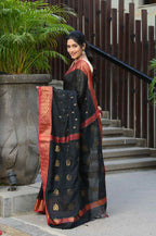 Beatitude Black Cotton Banarasi Saree