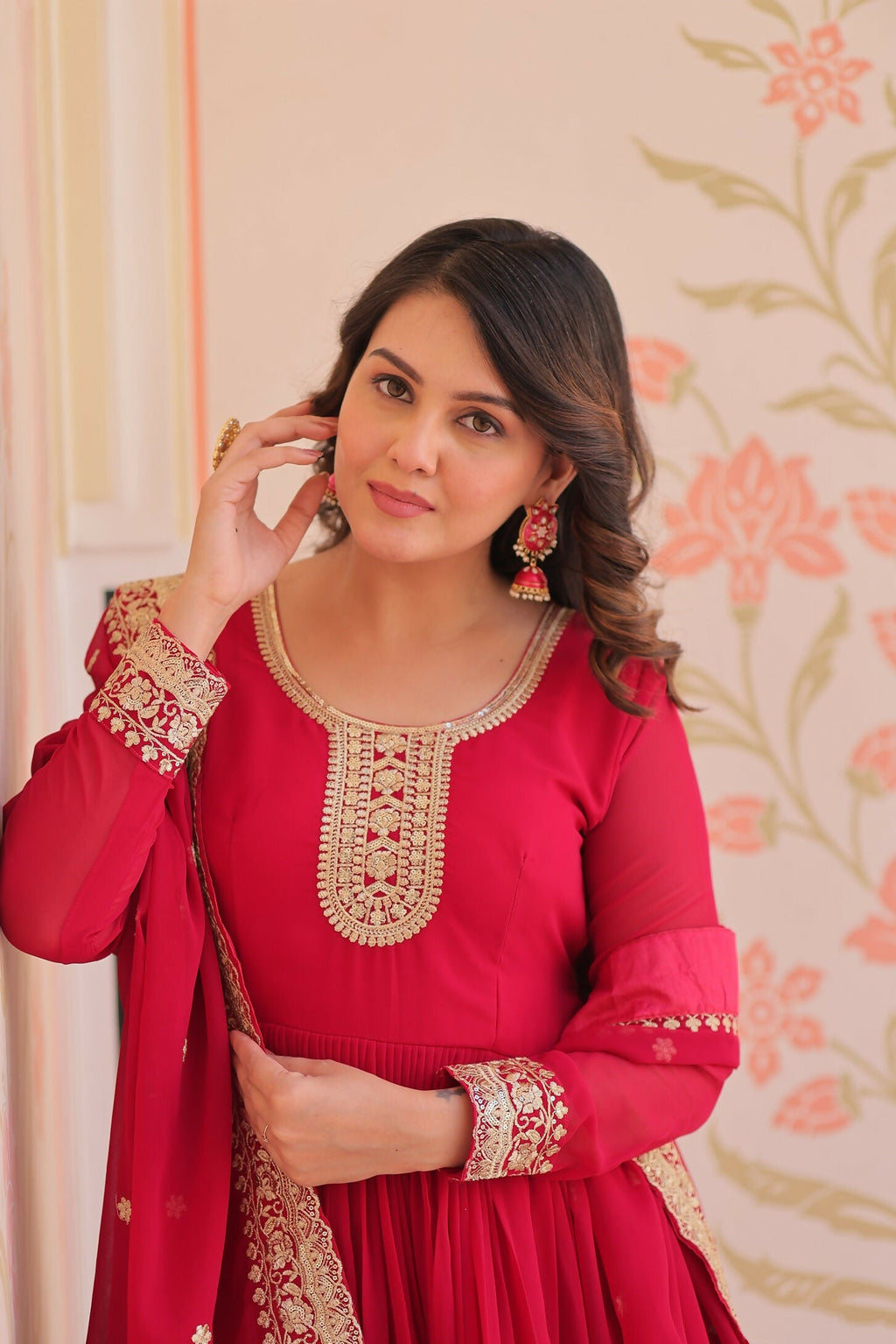Joban Fashion Maroon Georgette Sequence Embroidery Work Kurta Set - Distacart