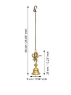 eCraftIndia Golden Brass Dancing Ganesha Idol Wall Hanging Bell With Chain