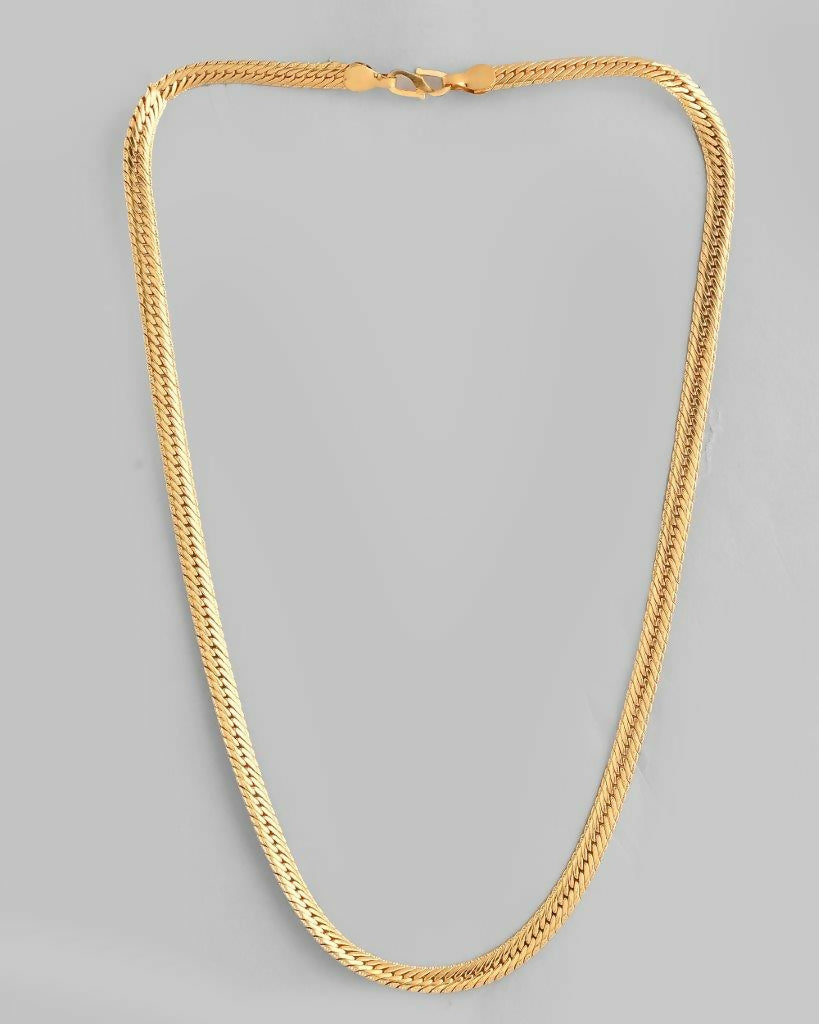 VOJ Gold-Polished Thick Flat Snake Chain