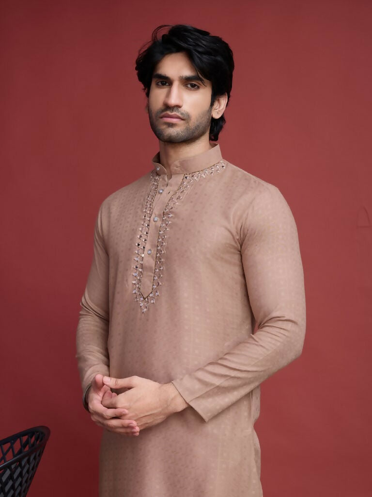 Vastranavya Exclusive Festival Wear Viscose Mirror Work on Self Weaving Kurta Only