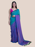 Suta Purple Green Colourblocked Mul Saree - Distacart