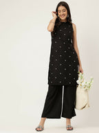 Joban Fashion Black Rayon and Embroidered Work Straight Kurta Bottom Set
