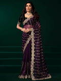 Joban Fashion Wine Net Party Wear Sarees - Distacart