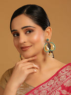 Nuyug 22K Gold Plated Turquoise Stone Studded Contemporary Mini Jhumki Dangler Earrings - Distacart