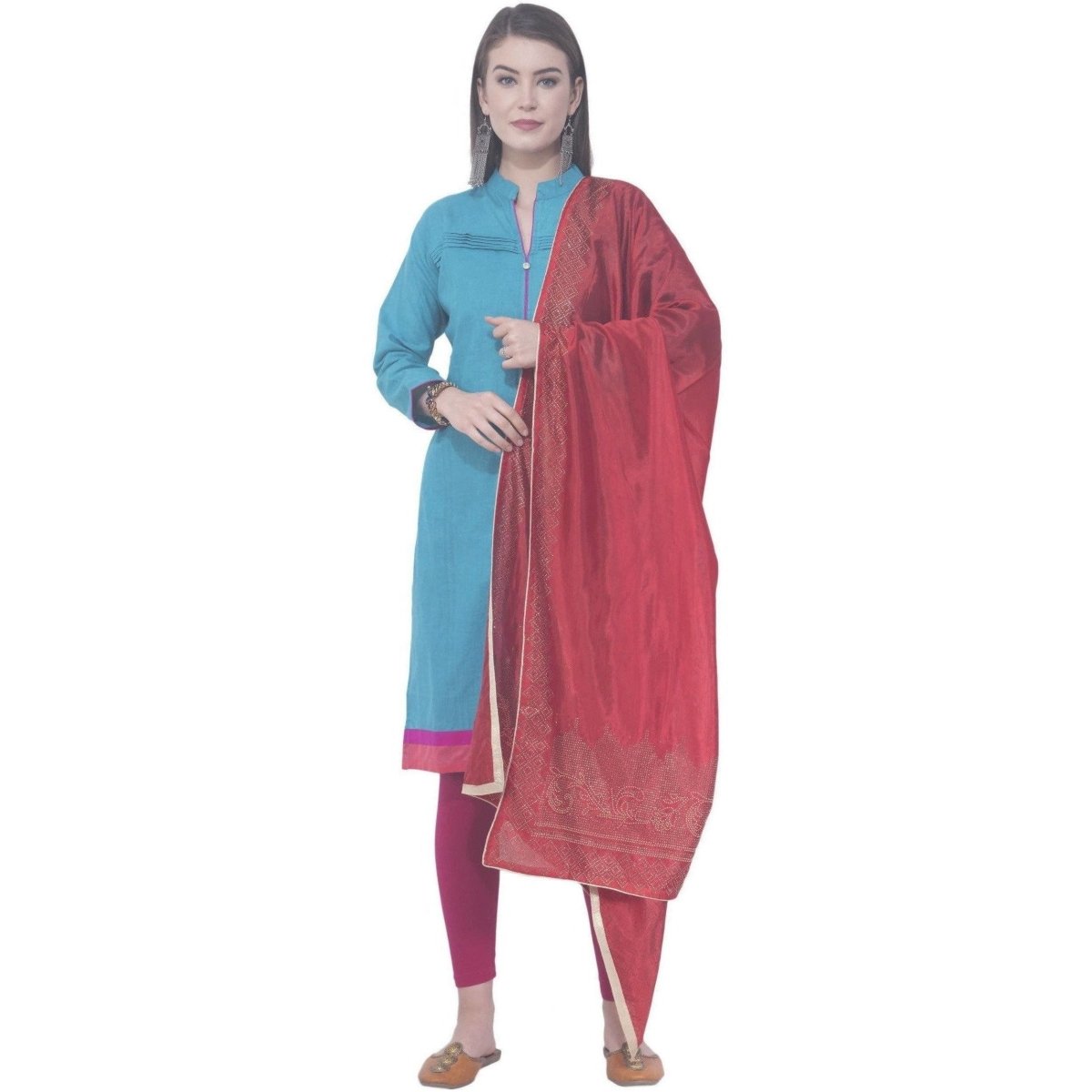 A R SILK Red Color Silk siroski Silk Dupattas and Chunnis