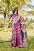 Vastranavya Boutique Collection Kanjivaram Soft Silk Saree With Unstitched Blouse -  Dark_Peach