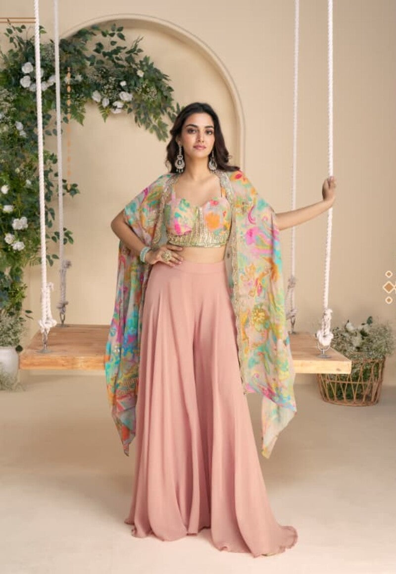Aarshi Fashions Blue Silk Indowestern