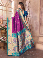 Joban Fashion Paithani Purple Woven Soft Silk Saree - Distacart