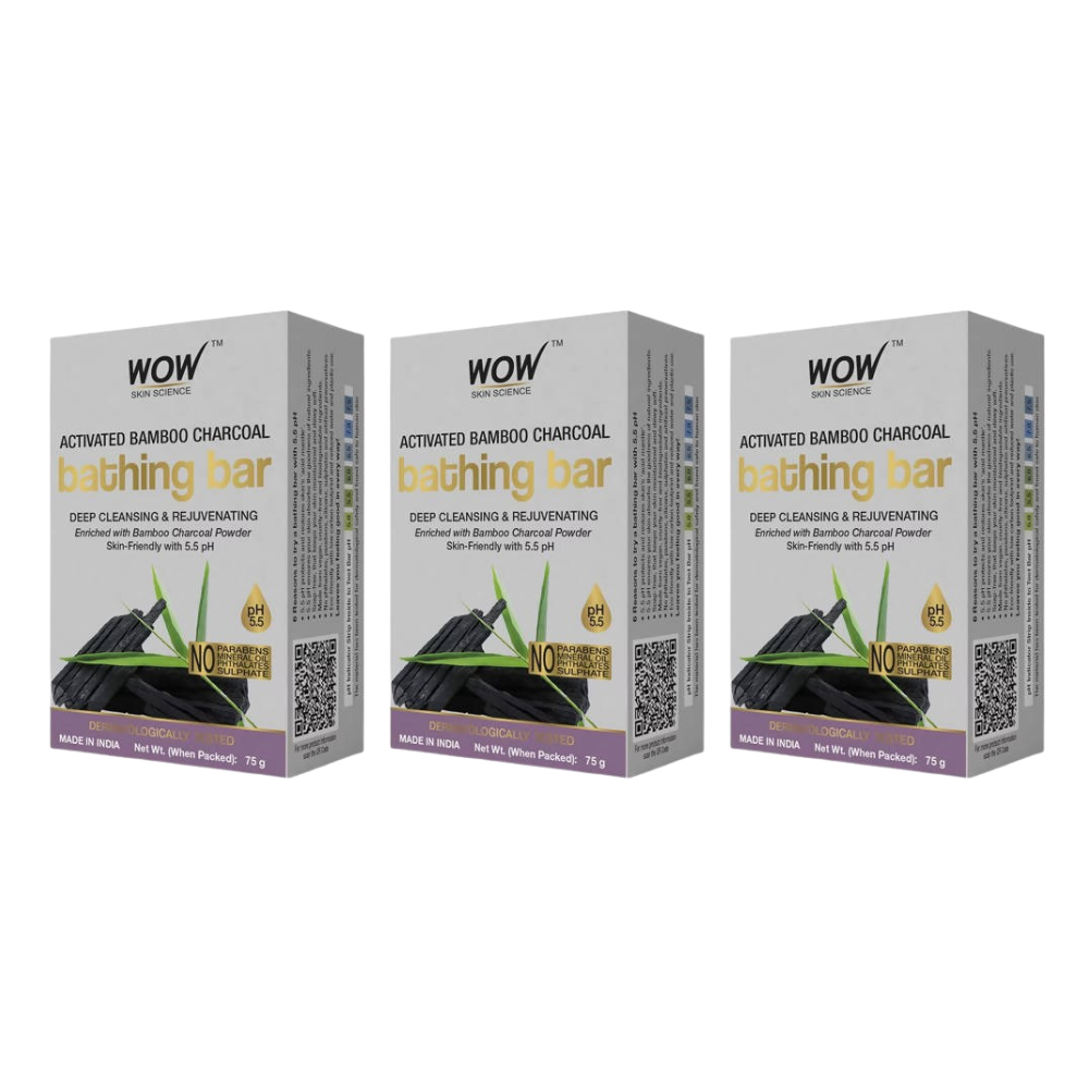 Wow Skin Science Activated Bamboo Charcoal Bathing Bar - Distacart