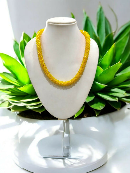 Inhanns Noor-E-Jalwa – Handmade Crystal Bead Necklace -Adjustable - Yellow Only Necklace
