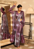 Lavender Tom Silk Plain Ready To Wear Saree With Stitched Blouse - Satiksha