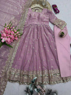Teeya Creation Onion Fendy Silk Designer Heavy Work Wedding Wear Long Gown - Distacart