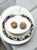 Inhanns Noor-E-Jalwa – Handmade Crystal Bead Necklace / Necklace With Earrings -Adjustable - Multi Colour