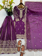 Teeya Creation Wine Color Fendy Silk Embroidery Work Wedding Wear Salwar Suit - Distacart