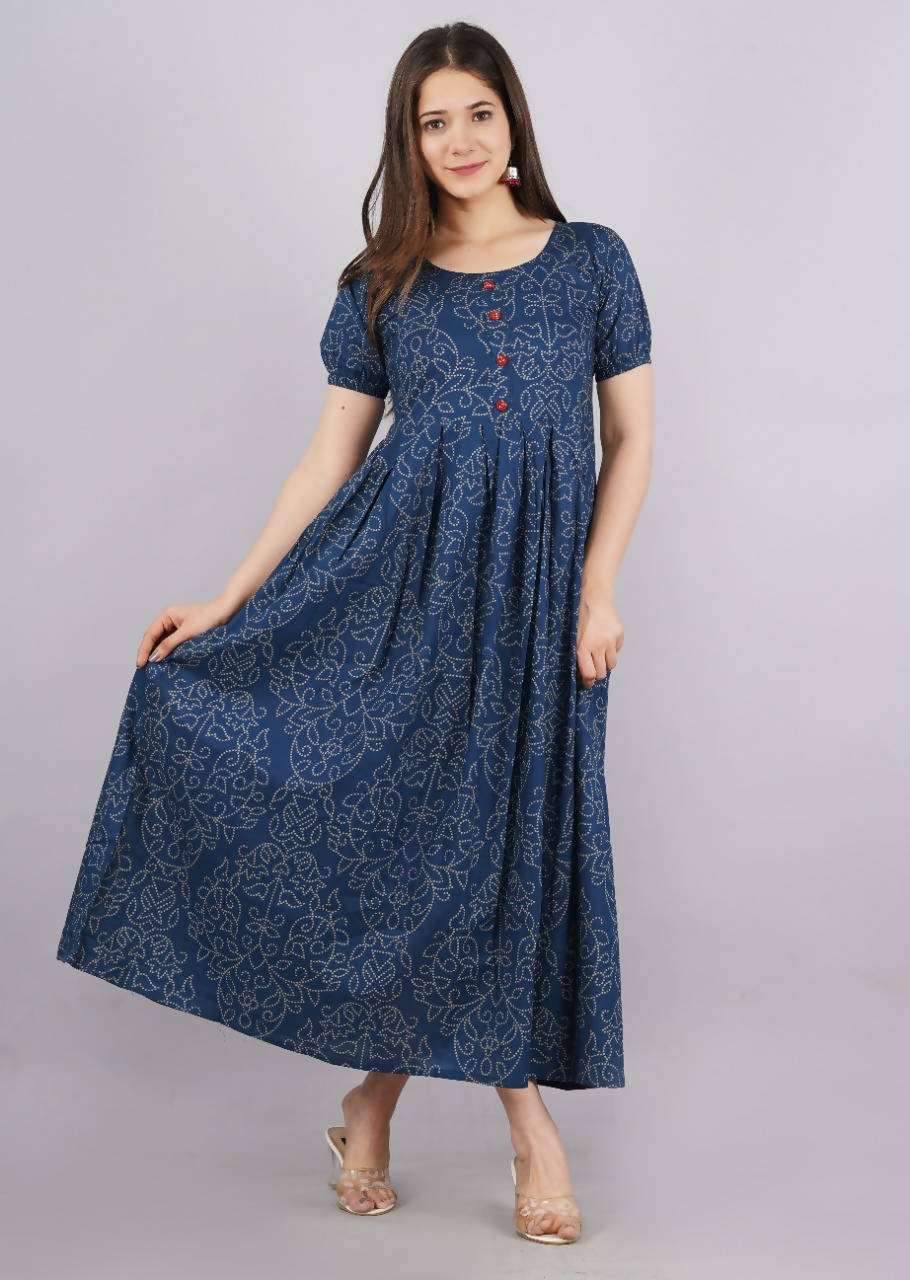 Vamika Blue Cotton Printed Party Wear/Casual Wear Kurti - Distacart
